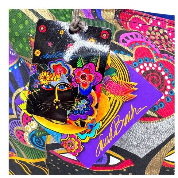 Laurel Burch Colorful Black Cat Shoulder Purse Pocketbook Canvas Tote Bag NEW - Picture 11 of 16